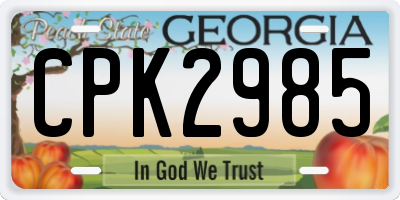 GA license plate CPK2985