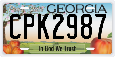 GA license plate CPK2987