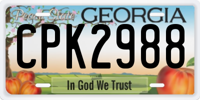 GA license plate CPK2988