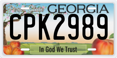 GA license plate CPK2989