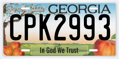 GA license plate CPK2993