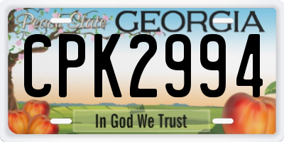 GA license plate CPK2994