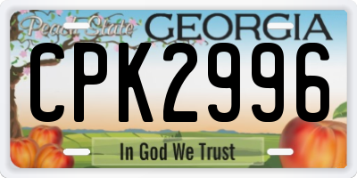 GA license plate CPK2996