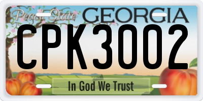 GA license plate CPK3002