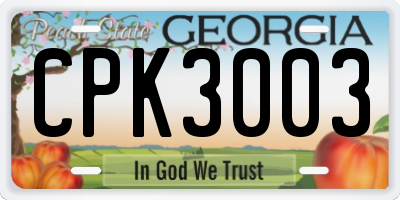 GA license plate CPK3003