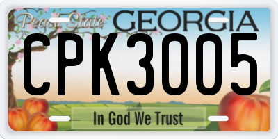 GA license plate CPK3005