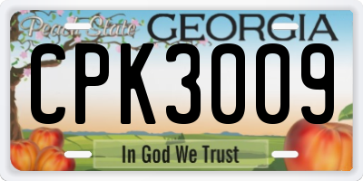 GA license plate CPK3009
