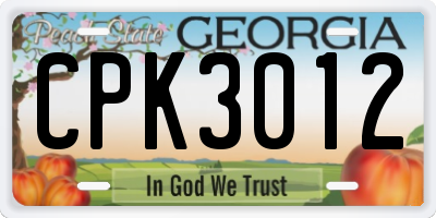 GA license plate CPK3012