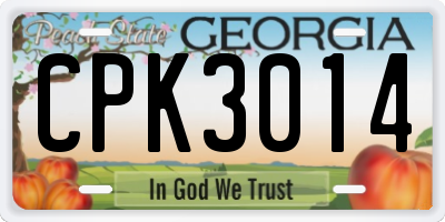 GA license plate CPK3014