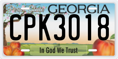 GA license plate CPK3018