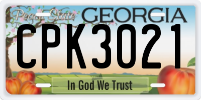 GA license plate CPK3021