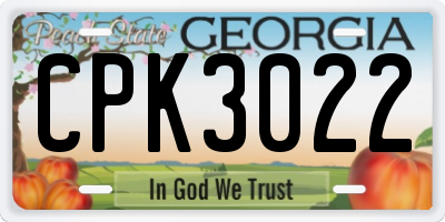 GA license plate CPK3022