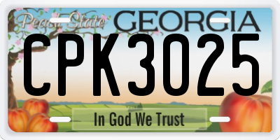 GA license plate CPK3025