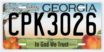 GA license plate CPK3026