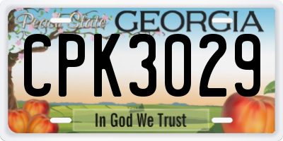 GA license plate CPK3029