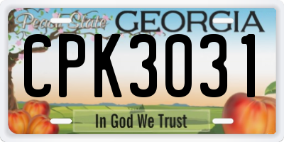 GA license plate CPK3031