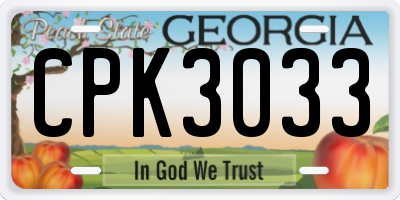 GA license plate CPK3033