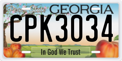 GA license plate CPK3034