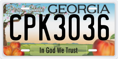 GA license plate CPK3036