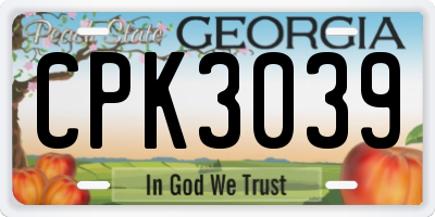 GA license plate CPK3039