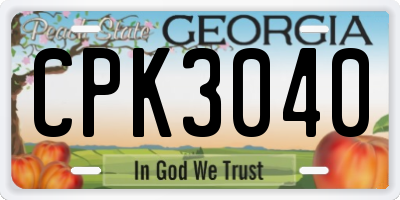 GA license plate CPK3040