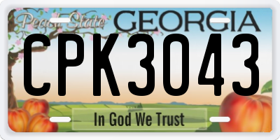 GA license plate CPK3043