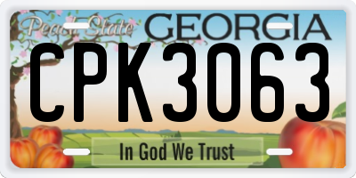 GA license plate CPK3063
