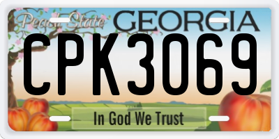 GA license plate CPK3069