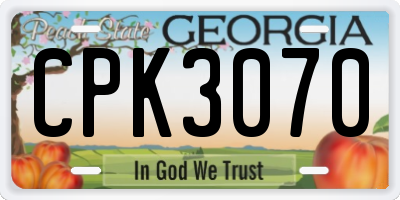 GA license plate CPK3070
