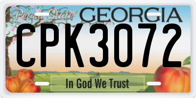 GA license plate CPK3072
