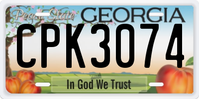 GA license plate CPK3074