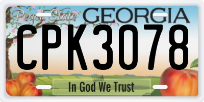 GA license plate CPK3078