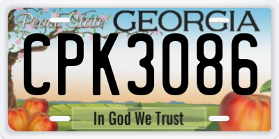GA license plate CPK3086