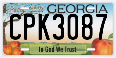 GA license plate CPK3087