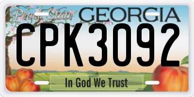GA license plate CPK3092