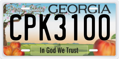 GA license plate CPK3100