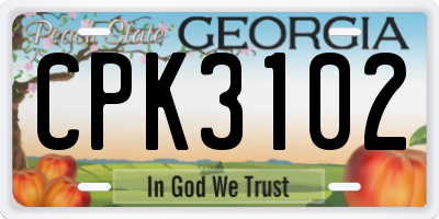 GA license plate CPK3102