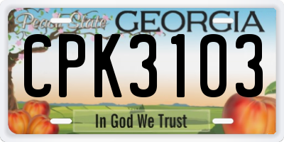 GA license plate CPK3103