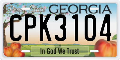 GA license plate CPK3104