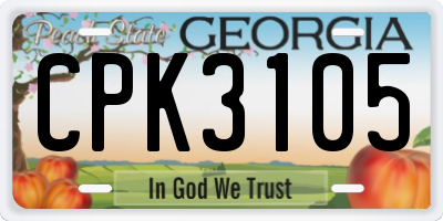 GA license plate CPK3105