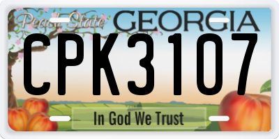GA license plate CPK3107