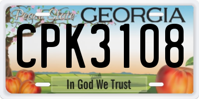 GA license plate CPK3108
