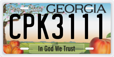 GA license plate CPK3111