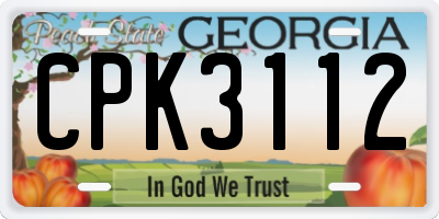 GA license plate CPK3112