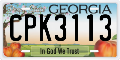 GA license plate CPK3113