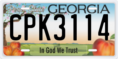 GA license plate CPK3114