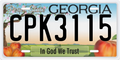 GA license plate CPK3115