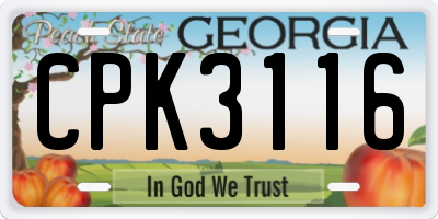GA license plate CPK3116