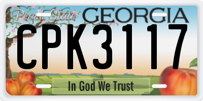 GA license plate CPK3117