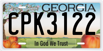 GA license plate CPK3122